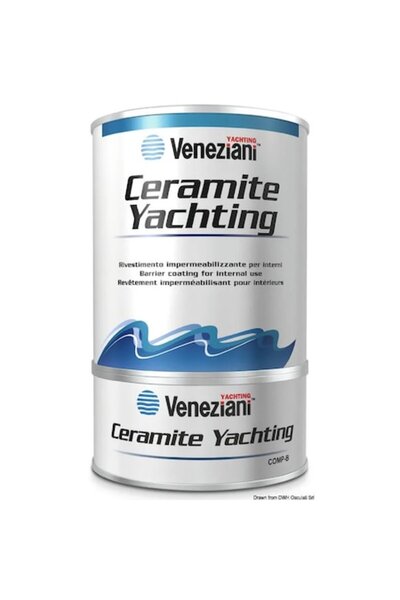 OSCULATI Vopsea epoxidică Veneziani Ceramite Yachting, albă, 750 ml — fără miros, pentru interior și exterior