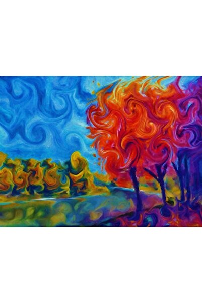 GRELYS PRINT Pictură pe pânză, Copaci abstracti, 80 x 60 cm, Ramă din lemn, M...