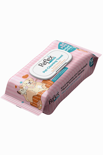 Reflex Care Bebek Pudrası Kokulu Kedi ve Köpekler İçin Çok Amaçlı Hijyenik Temizleme Mendili 50li