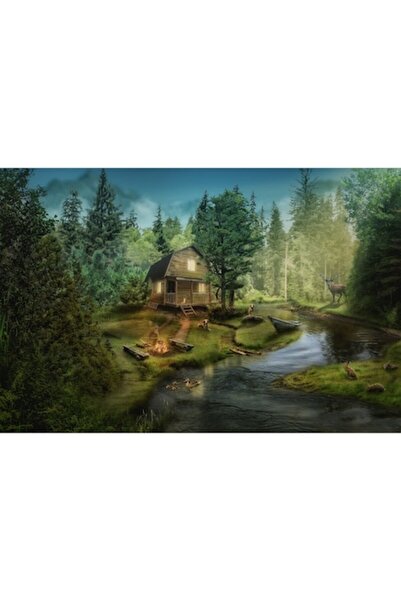 GRELYS PRINT Tablou Canvas, Cabana ideala 4, 90 x 60 cm, Rama lemn, Multicolor