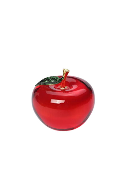 VeliumCraft Crystal Decorative Apple, VeliumCraft, Elegant Design with Green Leaf, 5x5.5 cm, Red