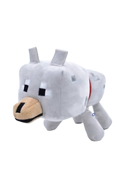 VeliumCraft Jucărie de pluș - Minecraft Cățeluș de lup, VeliumCraft, 16 cm, Pufos, Alb