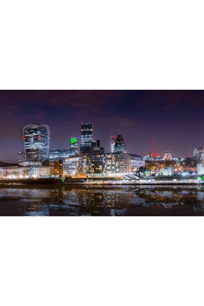 GRELYS PRINT Pictură pe pânză, Londra, Tamisa, 80 x 50 cm, Ramă din lemn, Mul...