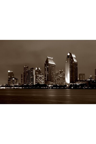 GRELYS PRINT Pictură pe pânză, Oraș, Clădiri, Lumini, 90 x 60 cm, Ramă din le...