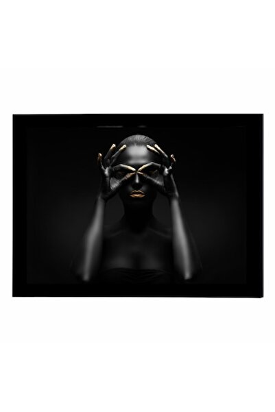 GRELYS PRINT Tablou Canvas cu rama, Femeie in negru, 30 x 20 cm, Multicolor