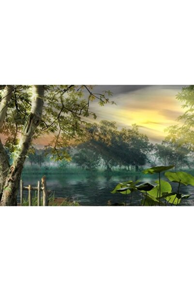 GRELYS PRINT Tablou Canvas, Lac, Copac, Raze, 80 x 50 cm, Multicolor
