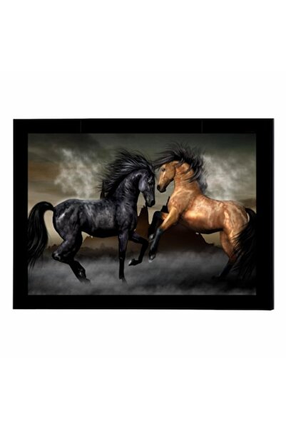 GRELYS PRINT Pictură pe pânză cu ramă, cai, animale, 30 x 20 cm,