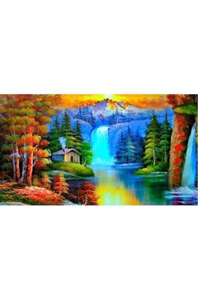 GRELYS PRINT Tablou Canvas, Peisaj, cabana ideala 27, munte, lac, padure, 80 ...