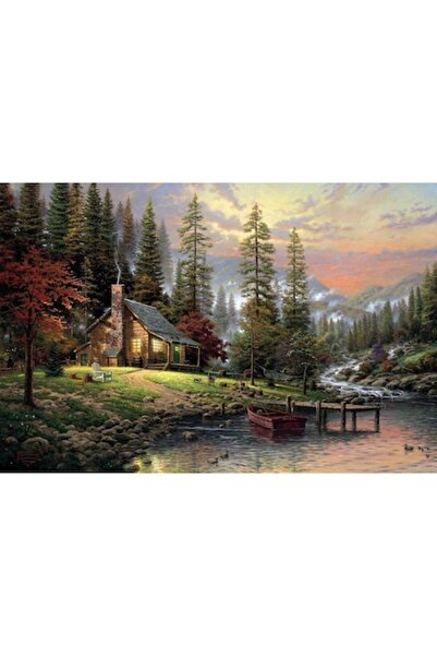 GRELYS PRINT Pictură pe pânză, Pârâu, Pădure, Toamnă, 90 x 60 cm, Ramă din le...