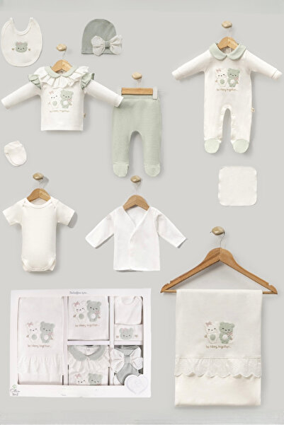 Cherub Baby Brother Teddy Bear Newborn Baby Girl 10-Piece Hospital Discharge Bodysuit Set Baby Outfit