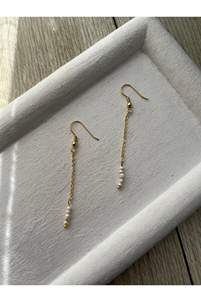 Pel Design Real Sand Pearl Dangle Steel Earrings Handmade