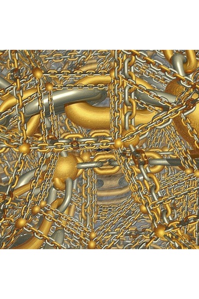 GRELYS PRINT Tablou Canvas, Lanturi de aur, 70 x 70 cm, Rama lemn, Multicolor