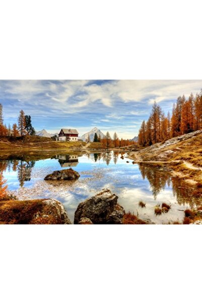 GRELYS PRINT Tablou Canvas, Peisaj de toamna 2, 70 x 50 cm, Rama lemn, Multic...