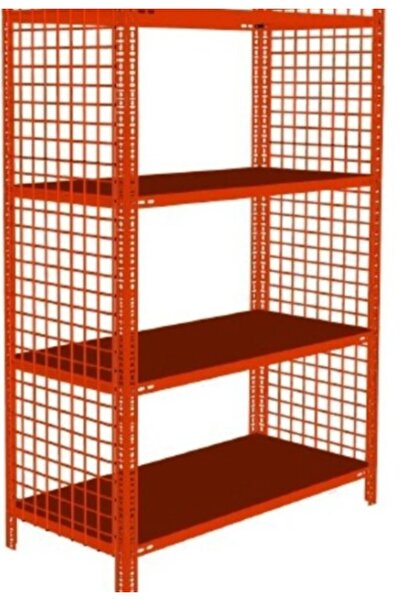 RafBurada 4 Katlı 31x75x150 cm Renkli Tel Kafesli Çelik Raf Siyah