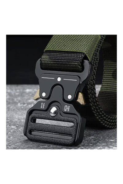 Yacht TNG - Tactical Survival Belt for Men, 131 cm, Steel Buckle, Green