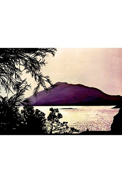 GRELYS PRINT Pictură pe pânză, Rezervor High Island, 70 x 50 cm, Ramă din lem...