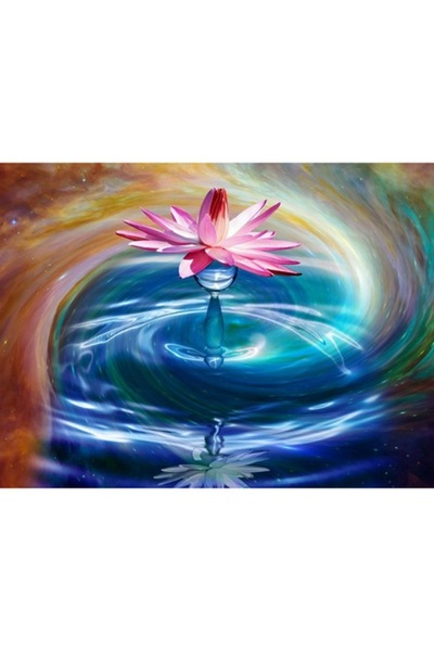 GRELYS PRINT Tablou Canvas, Nufar abstract, 80 x 60 cm, Rama lemn, Multicolor