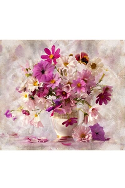 GRELYS PRINT Tablou Canvas, Flori, natura statica, vaza 80x70 cm, Rama lemn, Multicolor