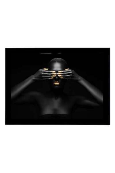 GRELYS PRINT Pictură pe pânză cu ramă, Femeie de culoare își închide ochii, 3...