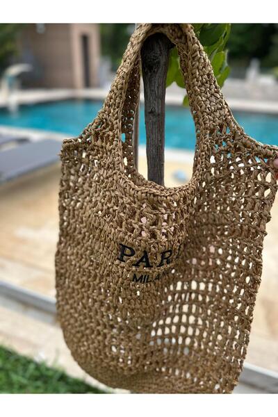 NS TASARIM MAYO Παρίσι Τσάντα παραλίας με λεπτομέρειες γραφής