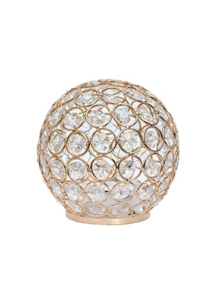Utopia Crystal Globe with LEDs, 12 cm diameter, metal, gold
