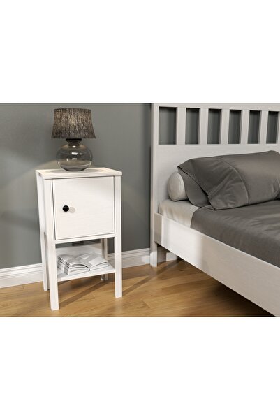 Sakura Ahşap Hunerika Davina Kapaklı Komodin-Wood Beyaz-Minifiks Bağlantılı