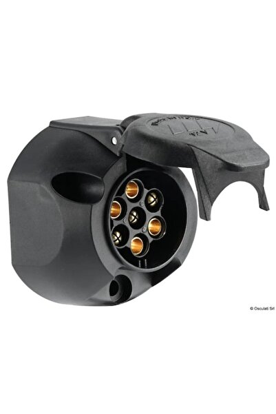 OSCULATI Kit priză și ștecher pentru remorcă cu 7 pini, 12V, ABS negru, alamă cromată
