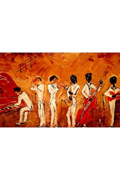 GRELYS PRINT Pictură pe pânză, Jazz în alb și negru, ramă din lemn, multicoloră