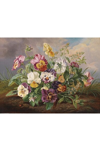 GRELYS PRINT Tablou Canvas, Panselute 99, 80 x 60 cm, Rama lemn, Multicolor