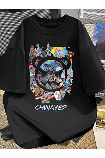 İSMTEXS تي شيرت مطبوع برقبة دائرية وأكمام قصيرة للجنسين، تصميم رسومي مريح