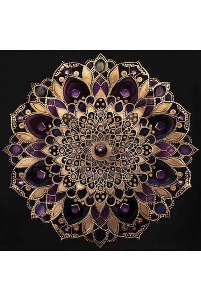 GRELYS PRINT Tablou pânză Mandala Regala Auriu 12, Zen, Yin Yang, pentru dorm...