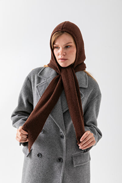 Wega Moda Γυναικείο καπέλο Yumoş με κασκόλ – Χειμερινό καπέλο με λεπτομέρεια από κασκόλ και λαιμόκοψη |   100% μαλλί - Μπαλακλάβα