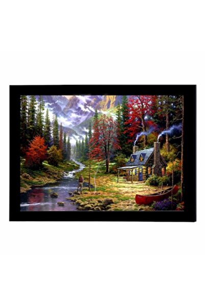 GRELYS PRINT Tablou Canvas cu rama, Peisaj, Cabana ideala 2, 30 x 20 cm, Mult...