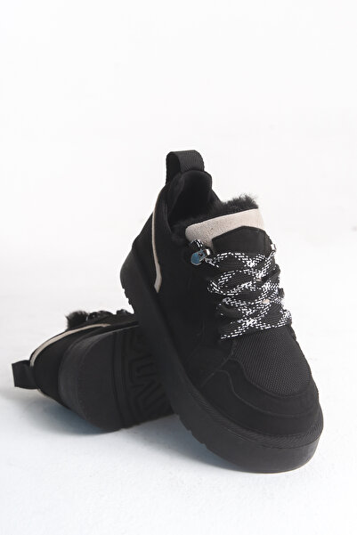 Moda Lime Unisex Non-Slip and Lightweight Sole Nubuck Easy-To-Wear Fur Detailed Cold Weather Resistant Children's Winter Boots