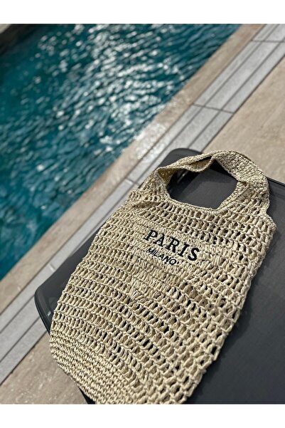 NS TASARIM MAYO حقيبة شاطئ باريس بتفاصيل مطبوعة