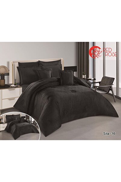 Red Rose Winter comforter set, velvet, with soft fur, 5-piece comforter set