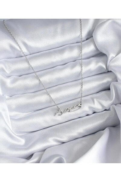 aura garden luxury jewelry AURA GARDEN 316L Çelik Zincir Gümüş Renk Atatürk İmza Figür Kadın Kolye