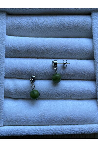 Pel Design Jade Stone Steel Earrings Handmade