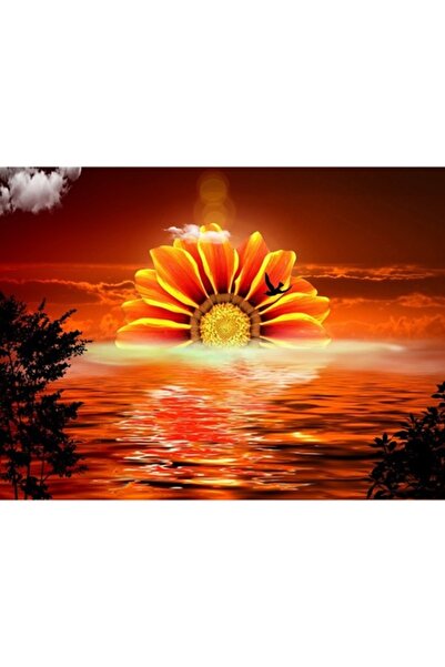 GRELYS PRINT Tablou Canvas, Floarea Soarelui, 80 x 60 cm, Rama Lemn, Multicolor