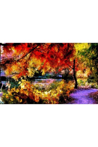 GRELYS PRINT Pictură pe pânză, Toamnă colorată, 80 x 50 cm, Ramă din lemn, Mu...