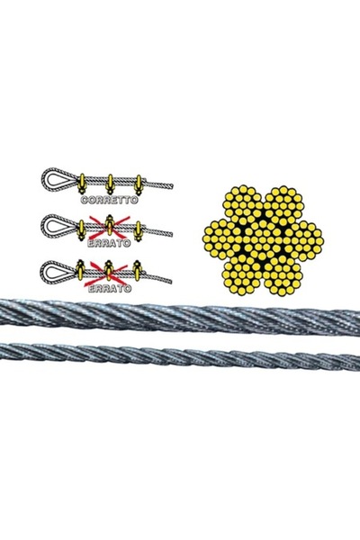 TNG Outdoor Cablu din oțel inoxidabil GFN, diametru 10 mm, rezistență la rupere 5645 kg, 133 fire, AISI 304