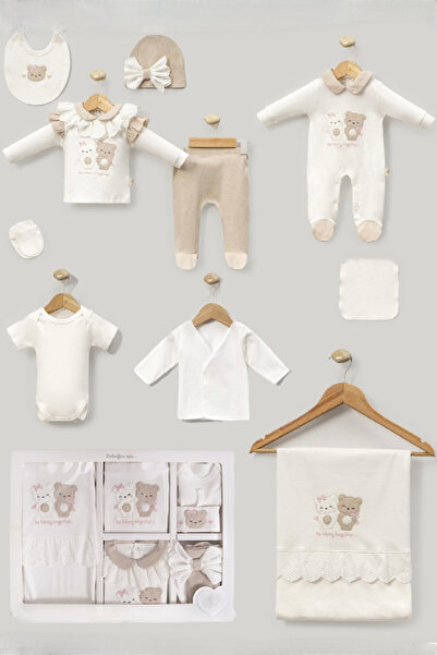 Cherub Baby Brother Teddy Bear Newborn Baby Girl 10-Piece Hospital Discharge Bodysuit Set Baby Outfit