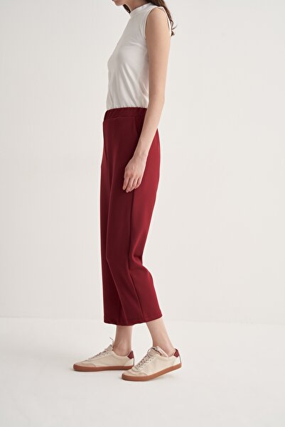 EBU Prive Women's Scuba Carrot Pants Burgundy