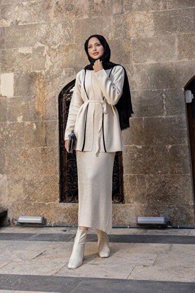 Şulemoda Giyim Κρέμα Σετ Μπουφάν Etna Jileli