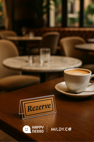 Happynesso Unidirectional Bronze Metal Lettering'Reserve' on Transparent Plexiglass from Table Lettering Series - 100 mm X 50 mm