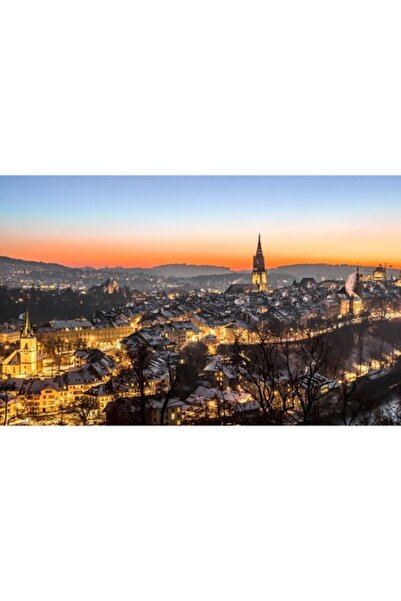 GRELYS PRINT Tablou Canvas, Lumini, Oras, 80 x 50 cm, Multicolor