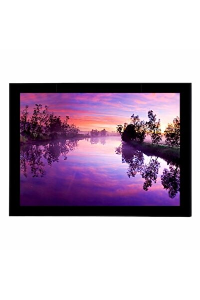 GRELYS PRINT Tablou Canvas cu rama, Peisaj, Apus pe lac, violet 30 x 20 cm,