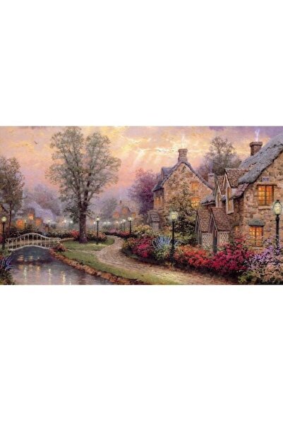 GRELYS PRINT Pictură pe pânză, Oraș, Râu, Peisaj, 80 x 50 cm, Multicolor