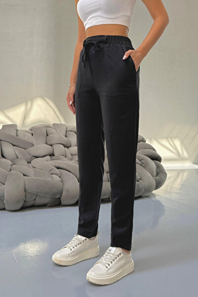 BİKELİFE Women's High Waist Linen Carrot Pants