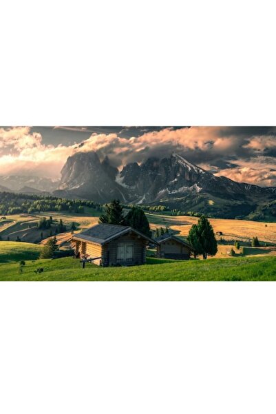 GRELYS PRINT Pictură pe pânză, Peisaj, Cabana Ideală 26, Munte, Lac, Pădure, ...